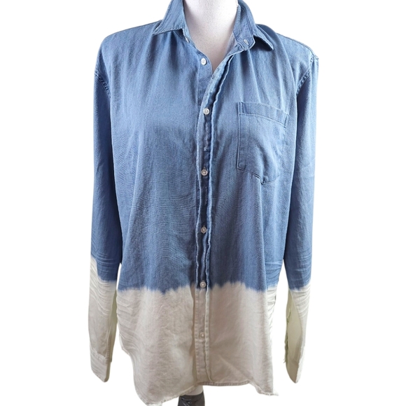 Frank & Eileen Dip Dye Chambray Button Up Shirt in Small - Picture 2 of 8